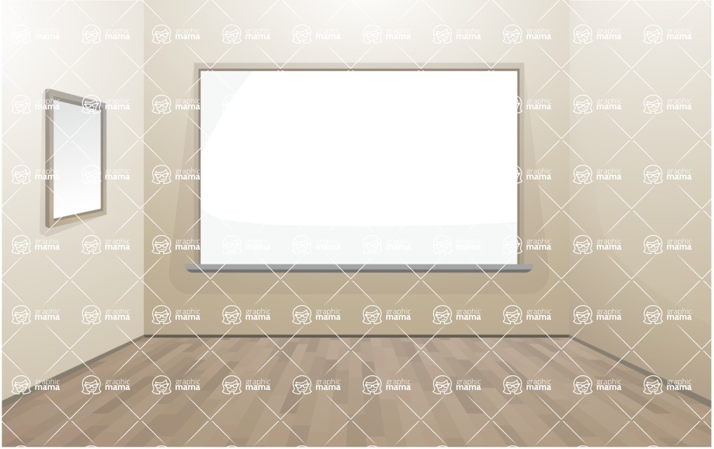 Room Backgrounds Vector Collection - Room Interior with Whiteboard Vector Background